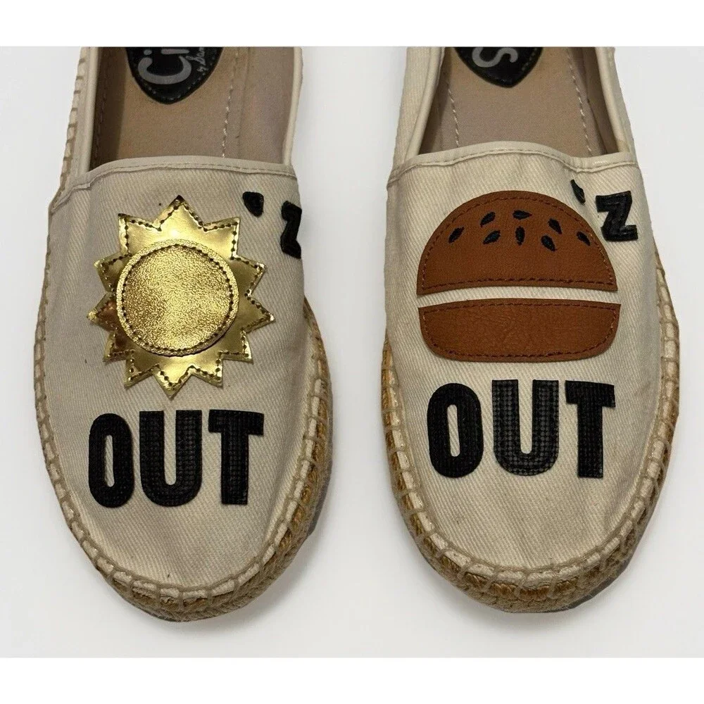 Circus Sam Edelman Ivory Espadrilles Flats Size 9 Suns Out Buns Out Summer Beach
